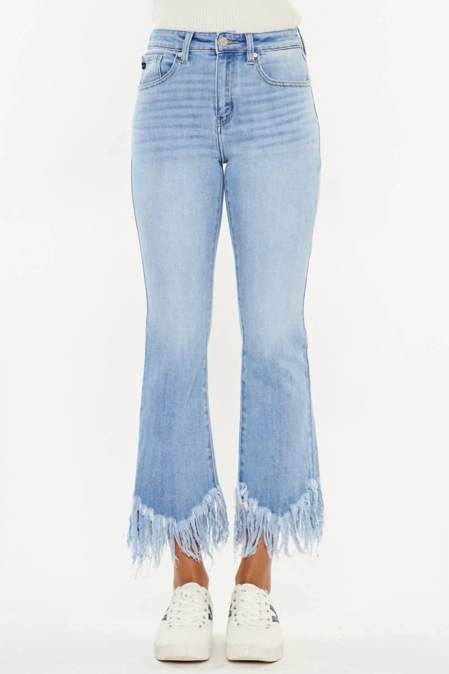 Kancan - Women's High Rise Crop Bootcut Denim Pants