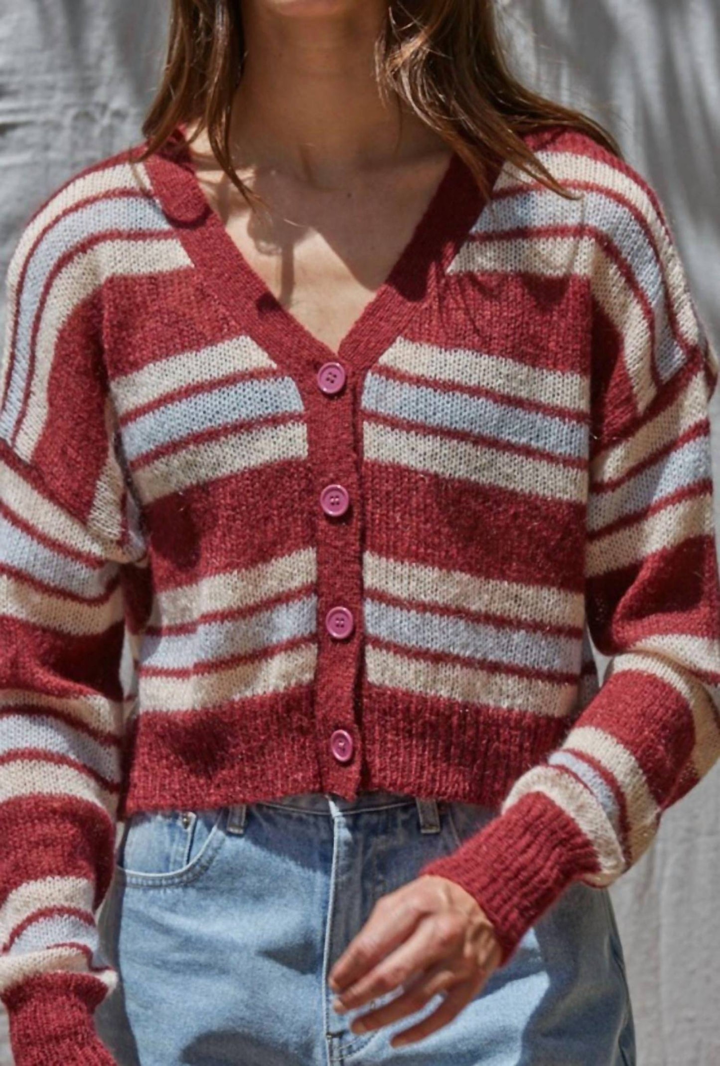 By Together - Stripe Crop Cardigan
