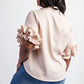 The Curve La - Plus Size Pleated Ruffle Sleeve Shirt Top