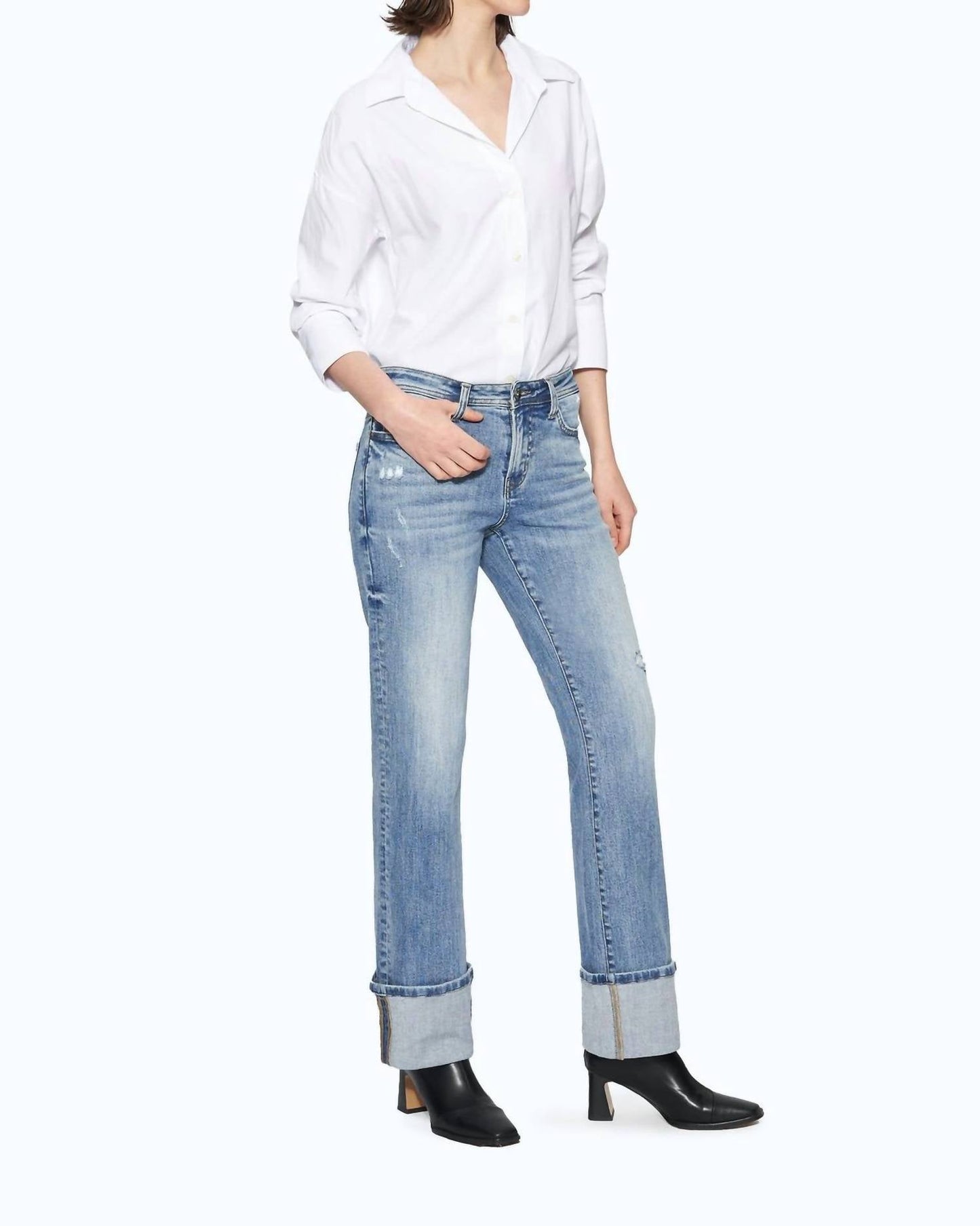 Bayeas - Flora Mid Rise Straight Cuffed Denim Jeans
