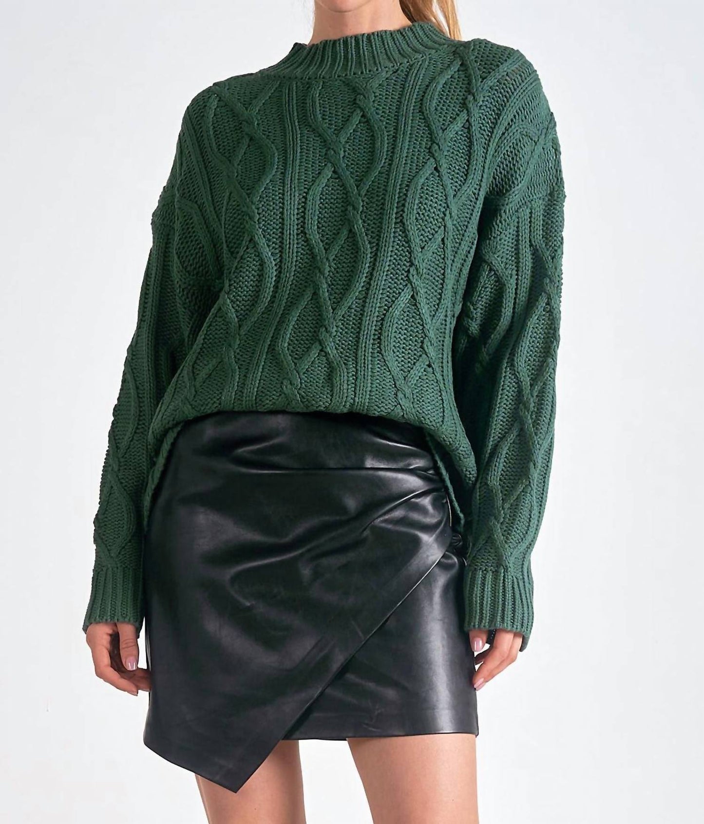 Elan - Crewneck Cable Knit Sweater