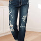 Judy Blue - Mid Rise Bleach Splash Distressed Boyfriend Jeans