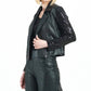 Clara Sun Woo - Sequin Knit Liquid Leather™ Sheen Moto Jacket