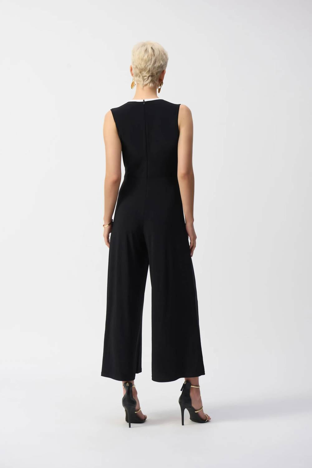 Joseph Ribkoff - Faux Wrap V-neck Sleeveless Jumpsuit