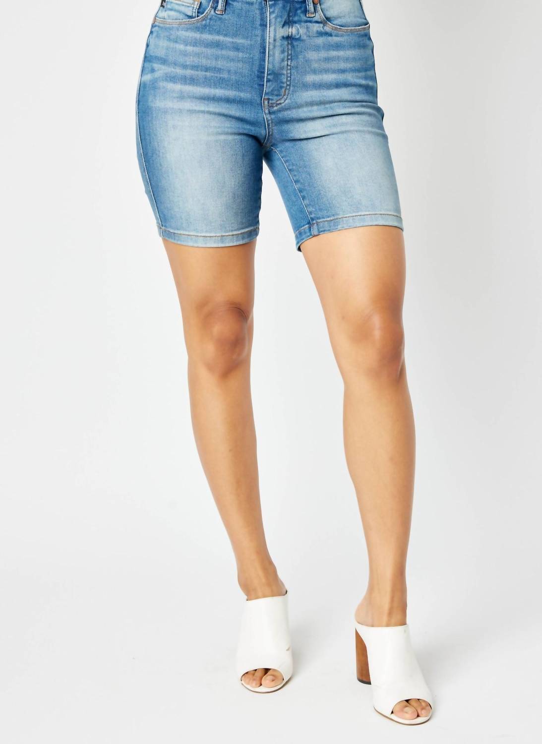 Judy Blue - High Waist Tummy Control Double Button Bermuda Denim Short