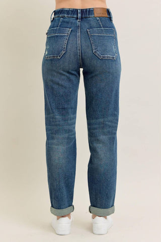 Judy Blue - Calça jogger vintage de cintura alta com lavagem
