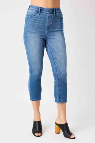Judy Blue - Calça jeans de cintura alta com ajuste por cadarço