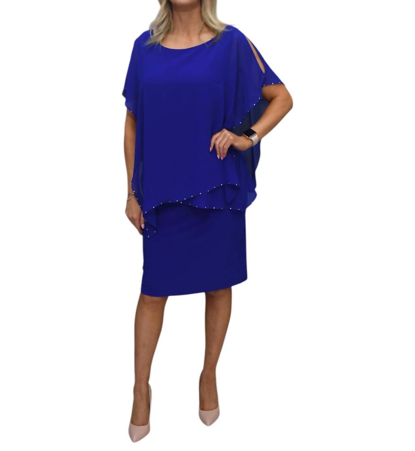 Joseph Ribkoff - Dress With Chiffon Overlay & Diamante Detail