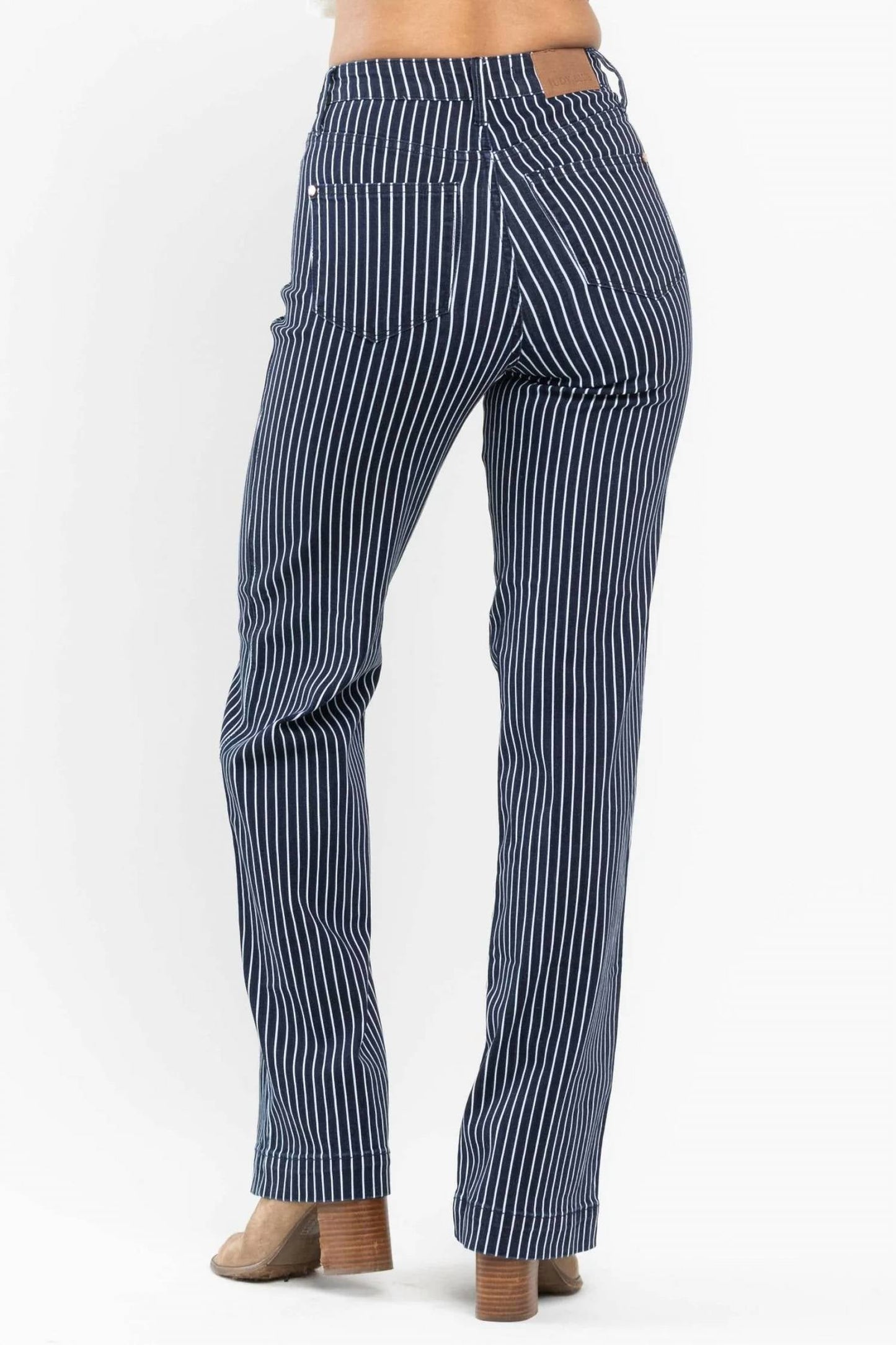 Judy Blue - High Waist Tummy Control Striped Straight Jeans