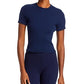 Camiseta Donni Ribbed Jersey Crew Azul Marinho