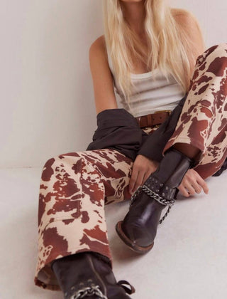 Free People - Calça Jeans Estampada Risk Taker