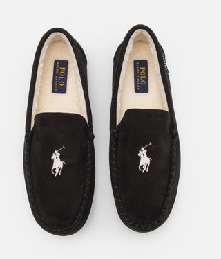 Polo Ralph Lauren Men's Dezi Micro Suede Slippers Black Size 12
