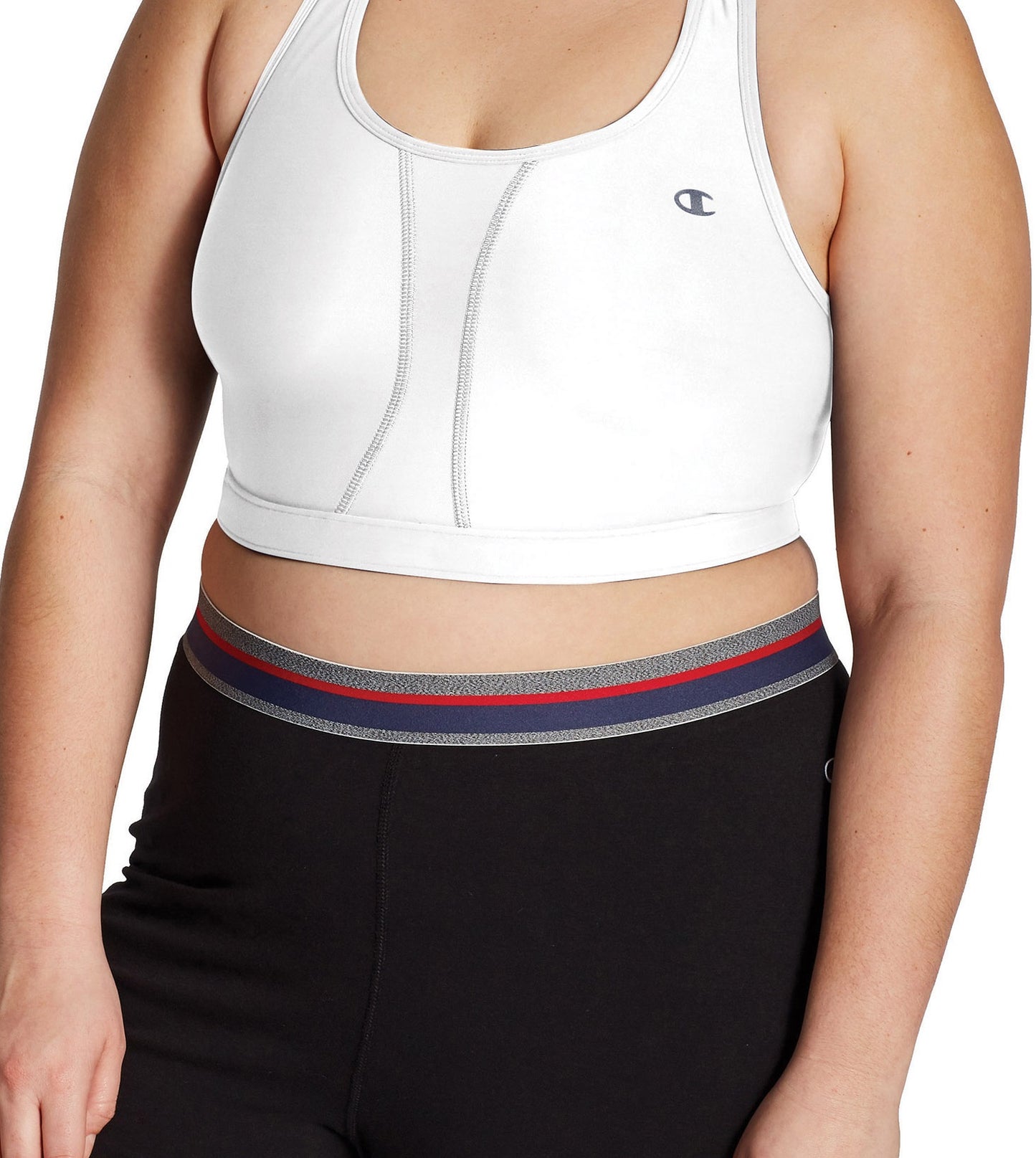 Sutiã esportivo Champion feminino com compressão ventilada Plus, branco, tamanho 4X