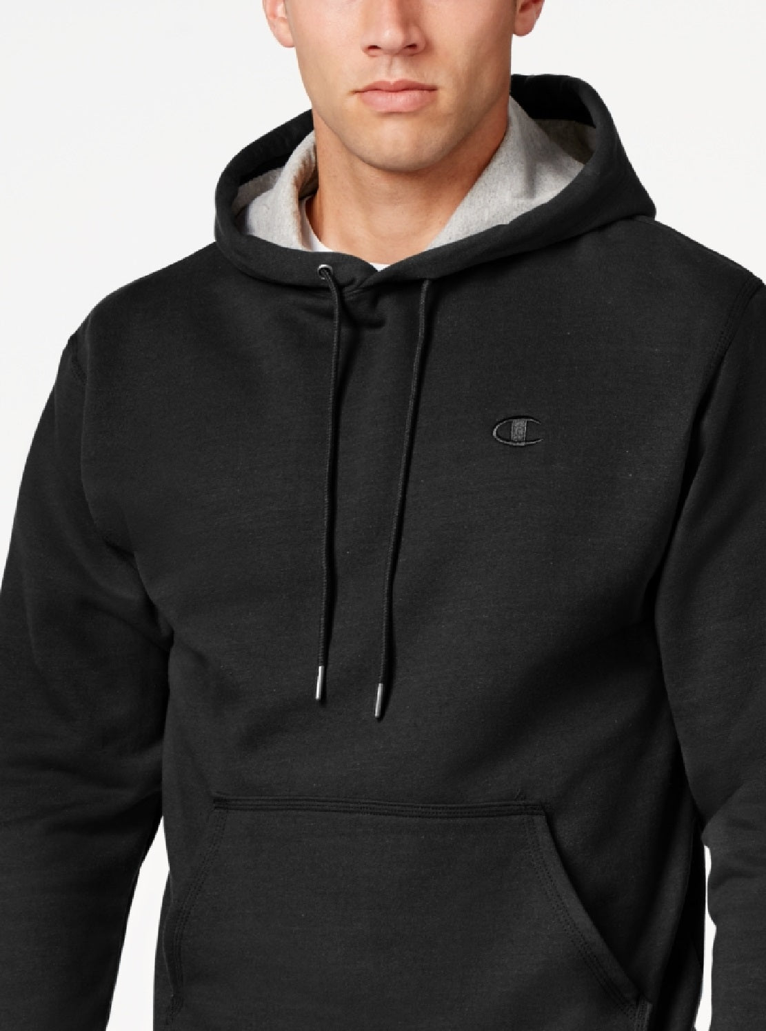 Moletom com capuz Champion Powerblend Fleece Masculino Preto Tamanho Grande