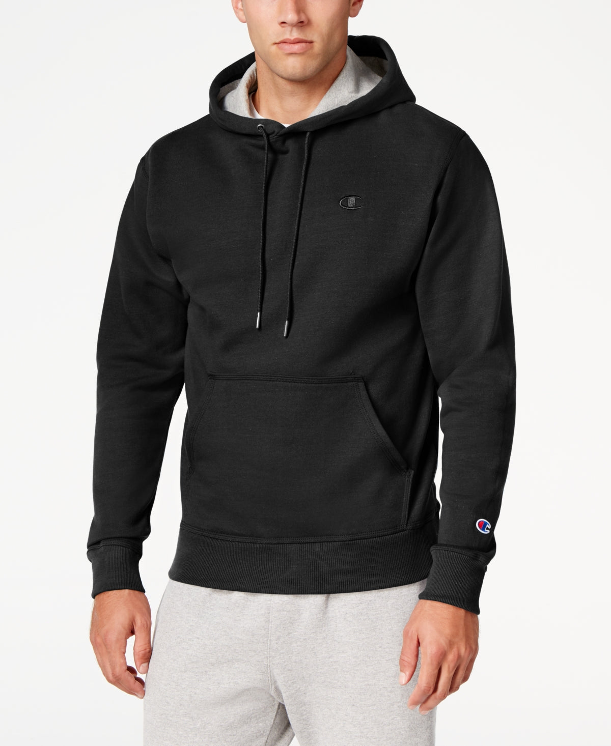 Moletom com capuz Champion Powerblend Fleece Masculino Preto Tamanho Grande