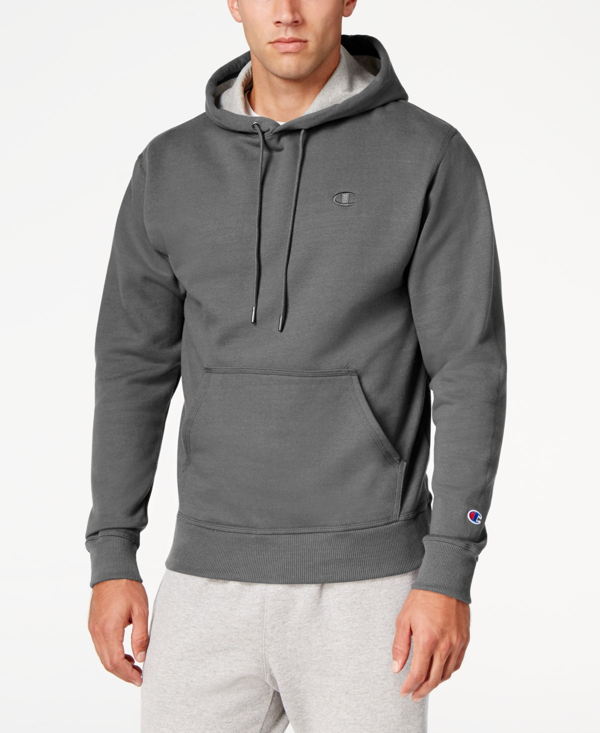 Moletom com capuz Champion Powerblend Fleece Masculino Cinza Tamanho Médio