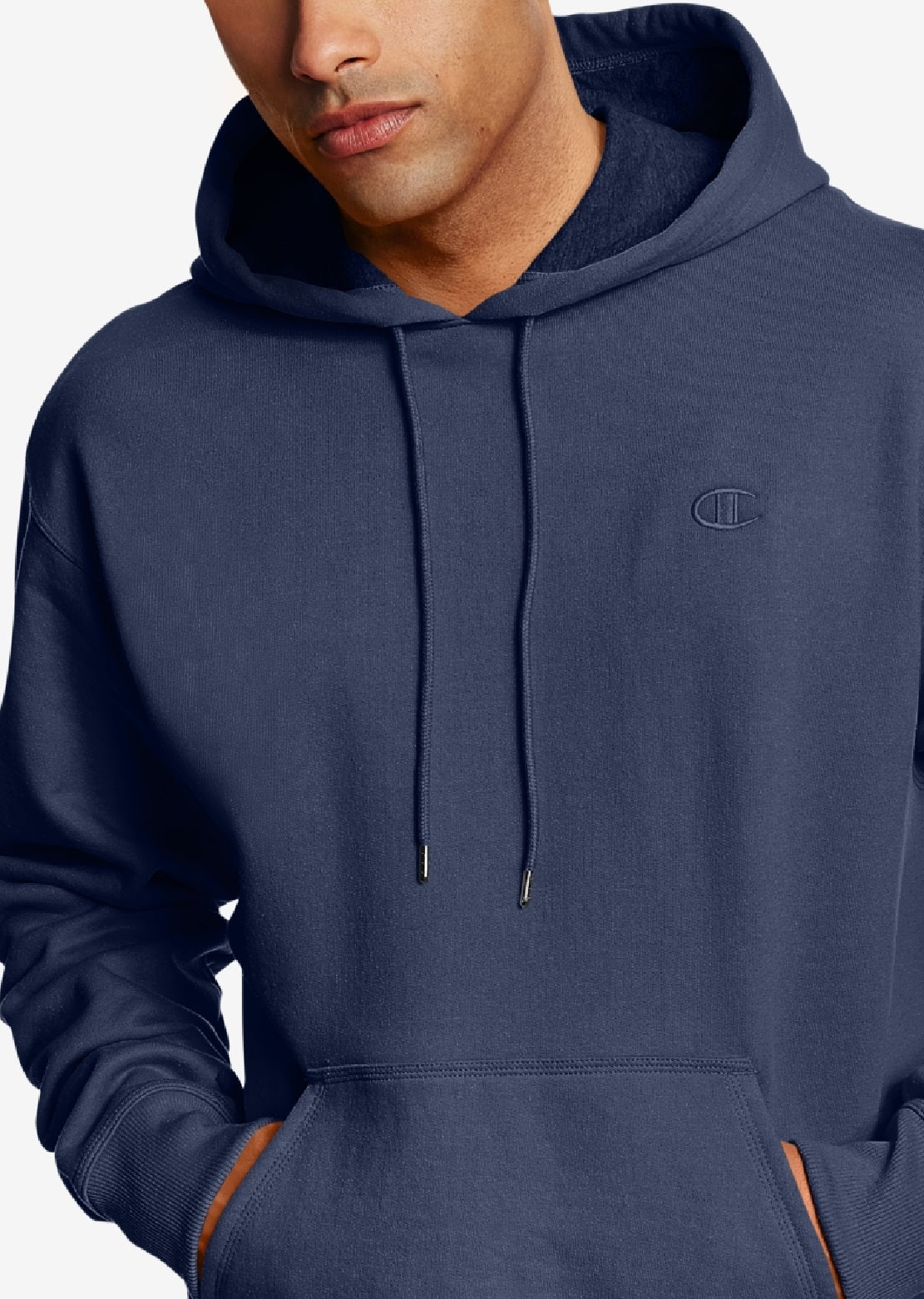 Moletom com capuz Champion Powerblend Fleece Masculino Azul Tamanho Médio
