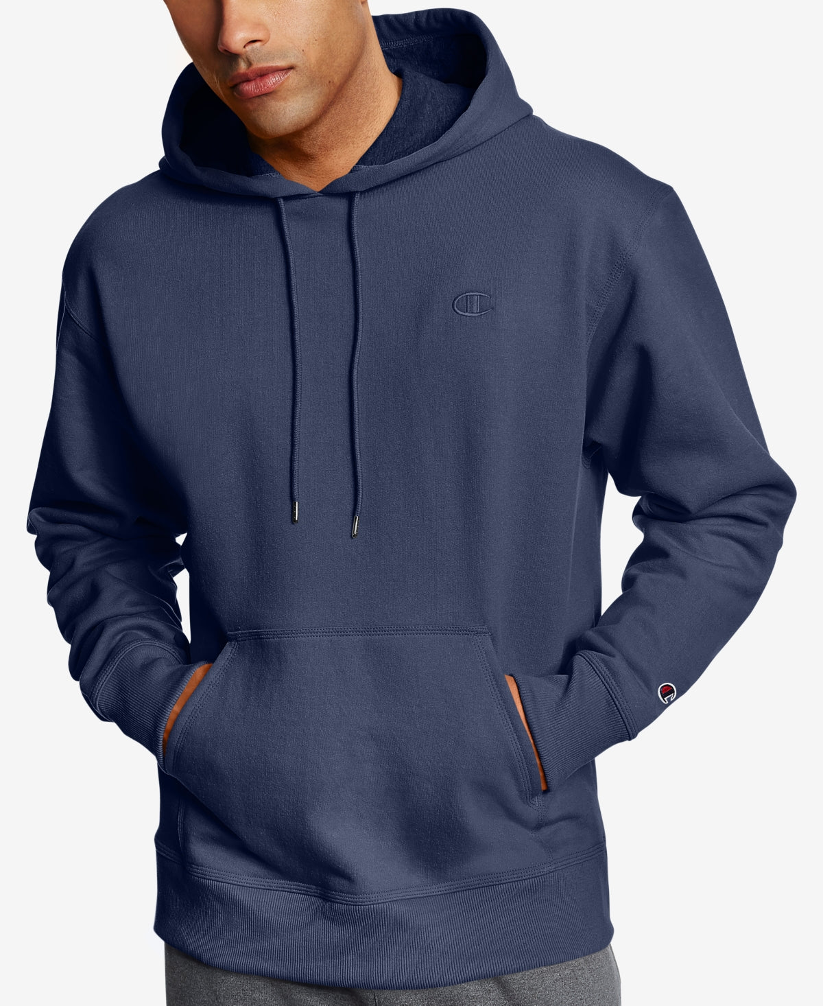 Moletom com capuz Champion Powerblend Fleece Masculino Azul Tamanho Médio