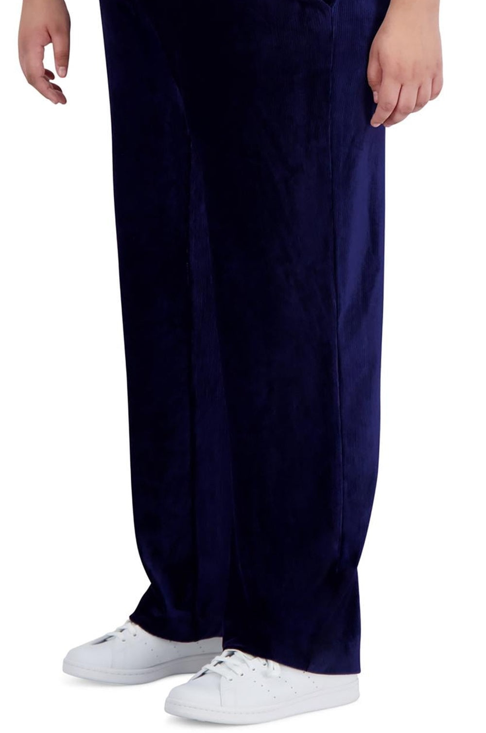 Calça feminina Jones New York com nervuras e veludo, perna reta, tamanho 2X, azul