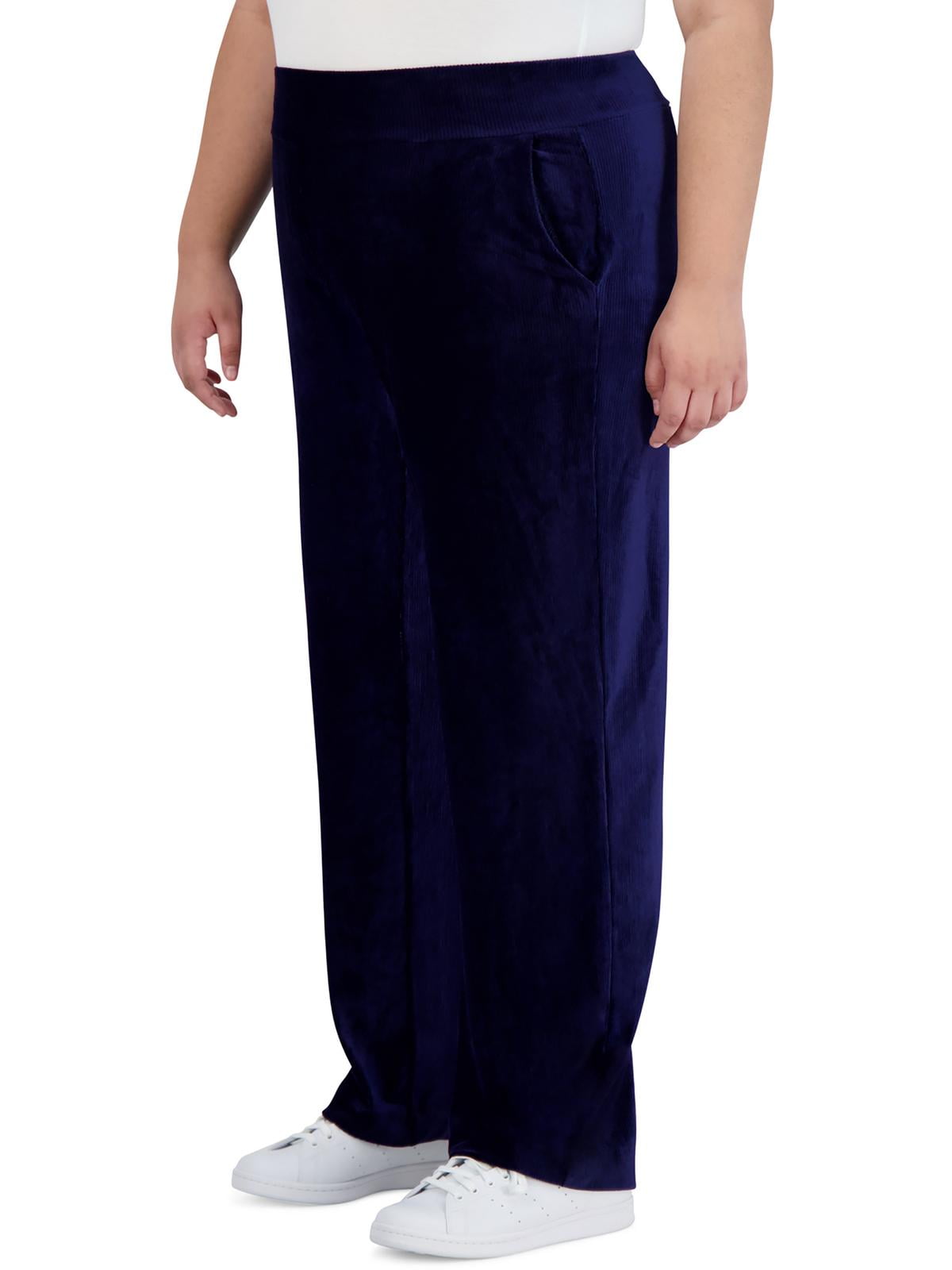Calça feminina Jones New York com nervuras e veludo, perna reta, tamanho 2X, azul