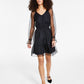Vestido transparente com bolinhas suíças Bar III feminino, preto, tamanho X-S