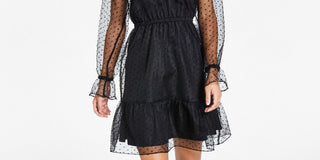 Vestido transparente com bolinhas suíças Bar III feminino, preto, tamanho X-S