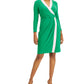 Vestido tubinho falso com blocos de cores Kasper feminino, verde, tamanho pequeno