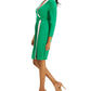 Vestido tubinho falso com blocos de cores Kasper feminino, verde, tamanho pequeno