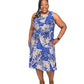 Vestido midi feminino KASPER DRESS azul com estampa paisley, tamanho 6