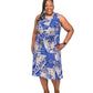 Vestido midi feminino KASPER DRESS azul com estampa paisley, tamanho 6