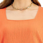 Blusa feminina Bar III com decote quadrado franzido, laranja, tamanho 2X