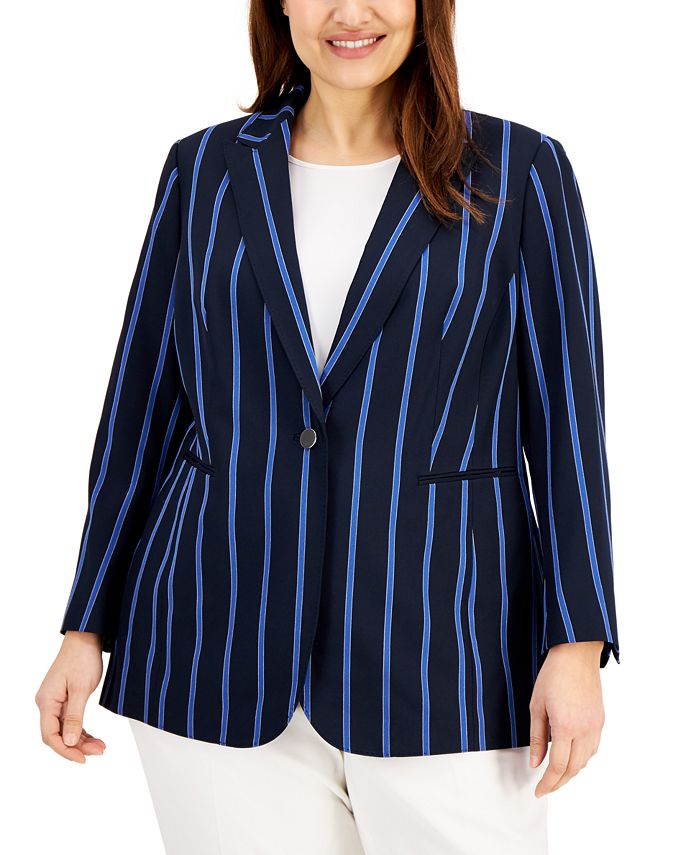 Terno feminino Anne Klein Plus Size, separado, para escritório, blazer de um botão, azul, tamanho 22W