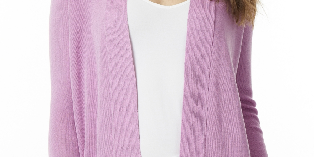 Jones New York Cardigan Feminino Frente Aberta Com Carcela Ribbed Roxo Tamanho P