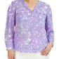 Blusa utilitária simplificada com estampa paisley feminina Jones New York, azul, tamanho 2X