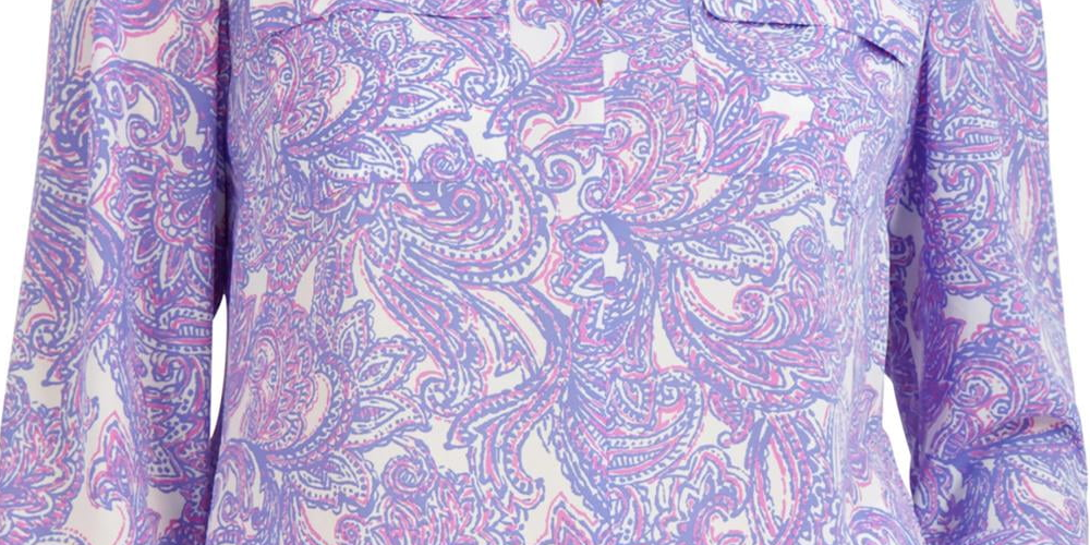 Blusa utilitária simplificada com estampa paisley feminina Jones New York, azul, tamanho 2X