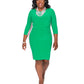 Vestido Kasper Feminino Listrado Lateral Verde Tamanho 8