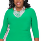 Vestido Kasper Feminino Listrado Lateral Verde Tamanho 8