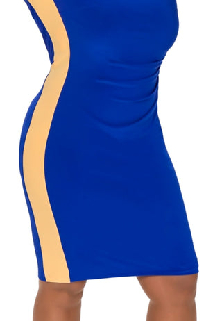 Vestido Kasper Feminino Listrado Lateral Azul Tamanho 12