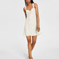 Vestido curto feminino com estampa floral Bar III, branco, tamanho médio