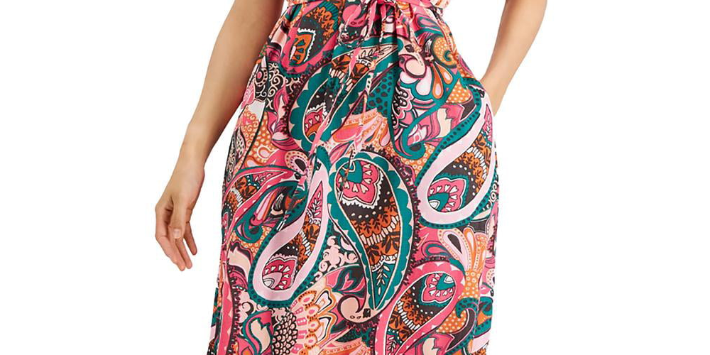Vestido longo feminino estampado com estampa de cansada, INC International Concepts, rosa, tamanho 4
