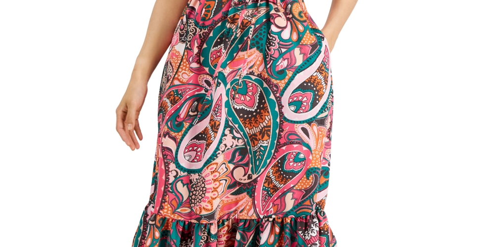 Vestido longo feminino estampado com estampa de cansada, INC International Concepts, rosa, tamanho 4