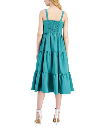 Vestido midi feminino INC International Concept com babados na panturrilha, verde, tamanho 8