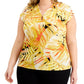 Blusa feminina Kasper com estampa de manga curta laranja tamanho 1X