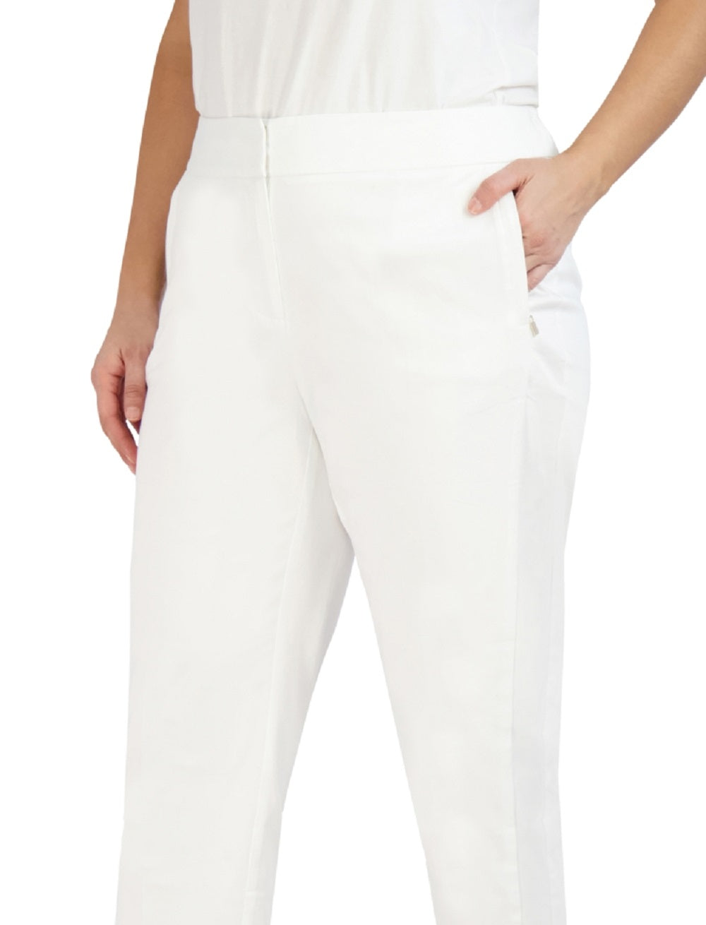Calça feminina Jones New York Slim Fit de cetim com bolso e zíper no tornozelo, marrom, tamanho 18W