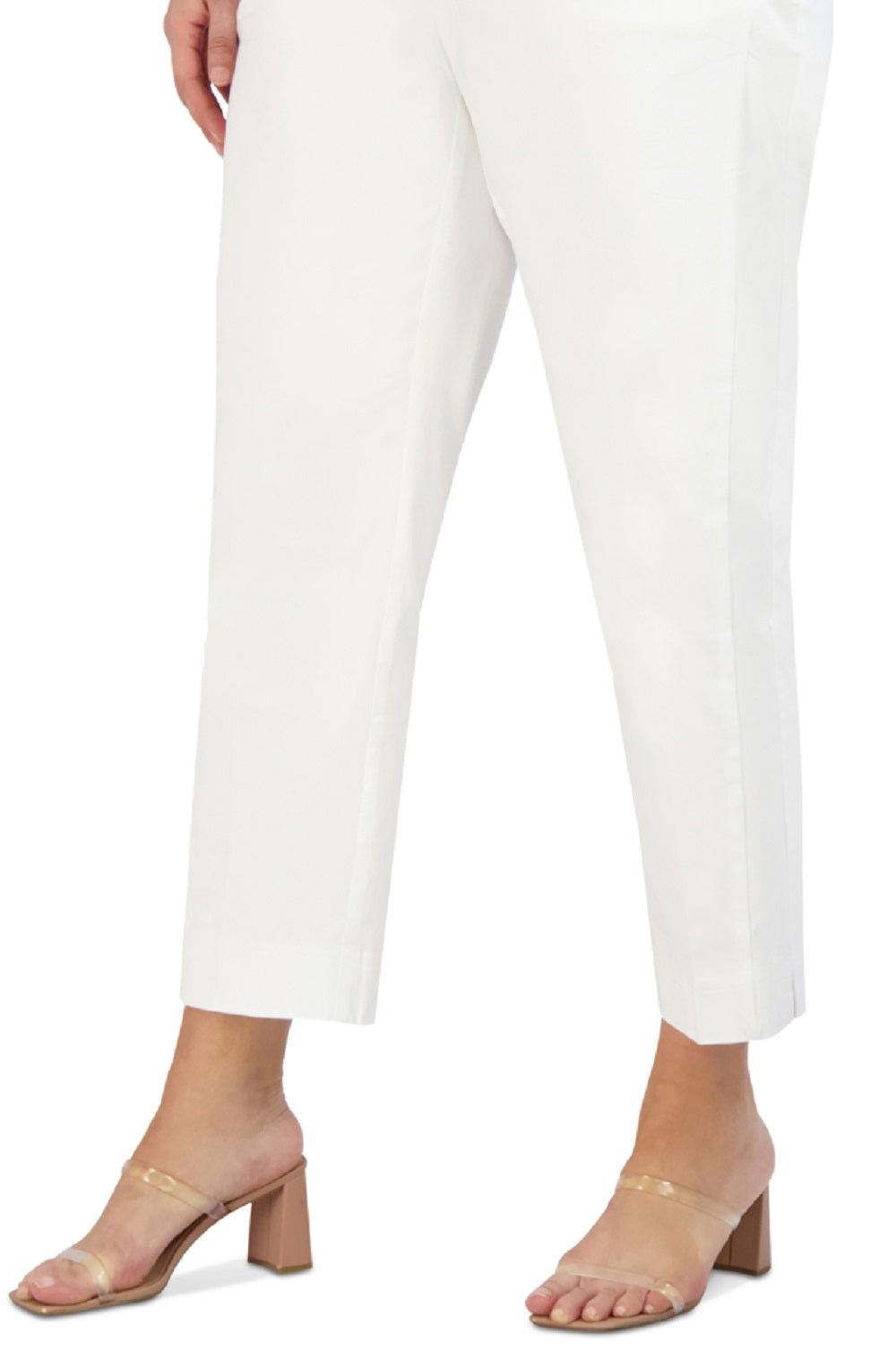 Calça feminina Jones New York Slim Fit de cetim com bolso e zíper no tornozelo, marrom, tamanho 18W
