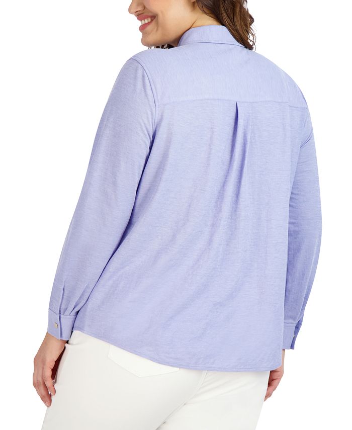 Camisa feminina Jones New York Chambray azul tamanho 3X