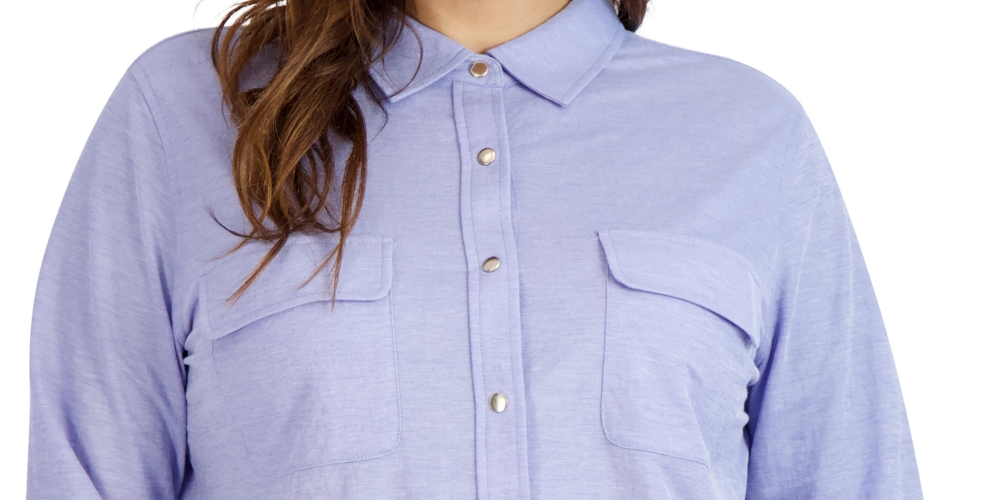 Camisa feminina Jones New York Chambray azul tamanho 3X