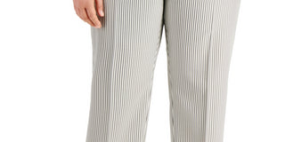 Calça feminina Kasper Seersucker Slim Ankle, cinza, tamanho pequeno