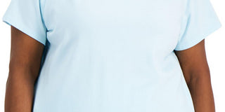 Camiseta feminina Anne Klein Plus com vieiras, azul, tamanho 2X