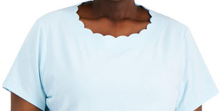 Anne Klein Women's Scalloped T-Shirt Blue Size 3X
